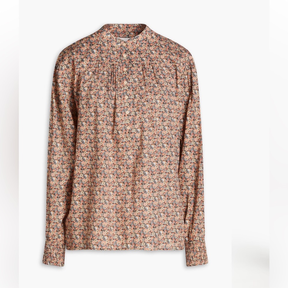 ba&sh Long Sleeve Floral top cotton quarter buttons down